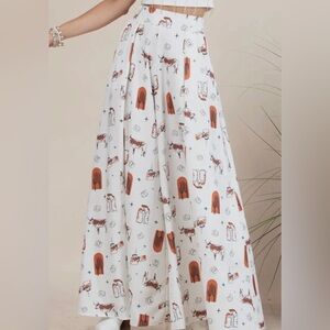 Western Print Wide Leg Pants